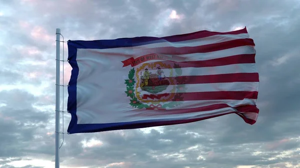 Сша Західна Вірджинія Змішані Прапори Розмахують Вітром Прапор Західної Вірджинії — стокове фото