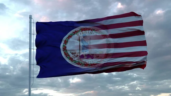 Eua Virgínia Bandeira Mista Acenando Vento Bandeira Virgínia Dos Eua — Fotografia de Stock