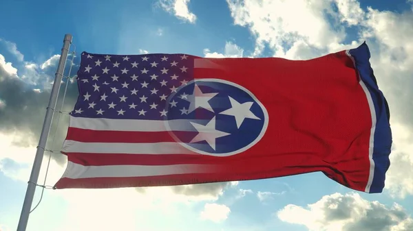 Flag Usa Tennessee State Usa Tennessee Mixed Flag Waving Wind — Stock Photo, Image