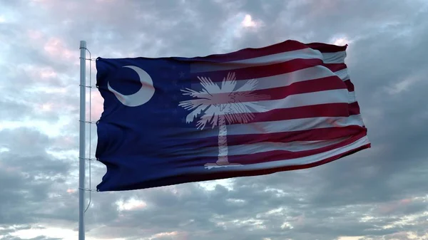 Смешанный Флаг Сша Южной Каролины Машущий Ветром Флаг Южной Каролины — стоковое фото