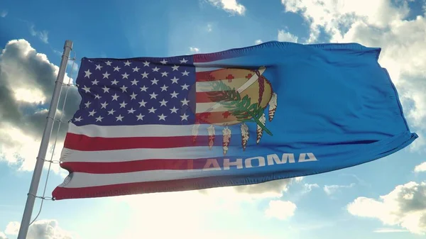 Flagge Der Usa Und Des Staates Oklahoma Usa Und Oklahoma — Stockfoto