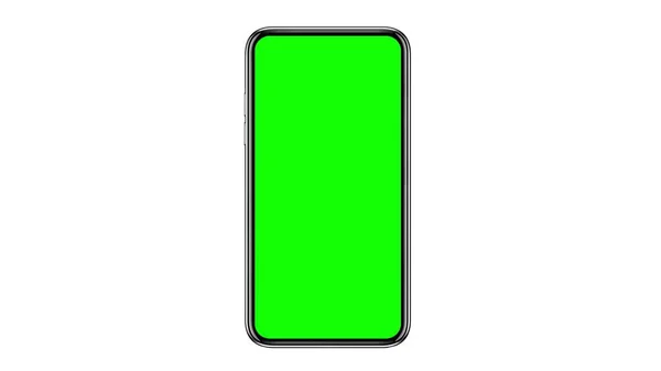 Smartphone Mit Leerem Grünen Bildschirm Frontansicht Isoliert Auf Weißem Hintergrund — Stockfoto