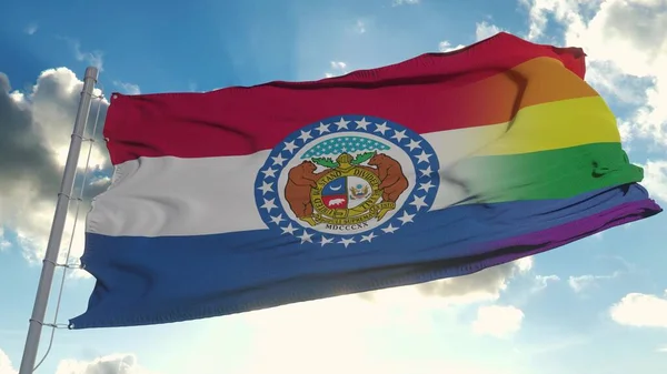 Flagge Von Missouri Und Lgbt Missouri Und Lgbt Mixed Flag — Stockfoto