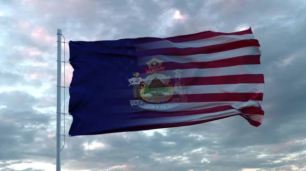 Usa Und Maine Mixed Flag Wehen Wind Flagge Von Maine — Stockfoto