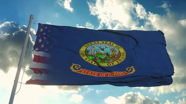 Bandeira Dos Eua Estado Idaho Eua Idaho Bandeira Mista Acenando — Fotografia de Stock