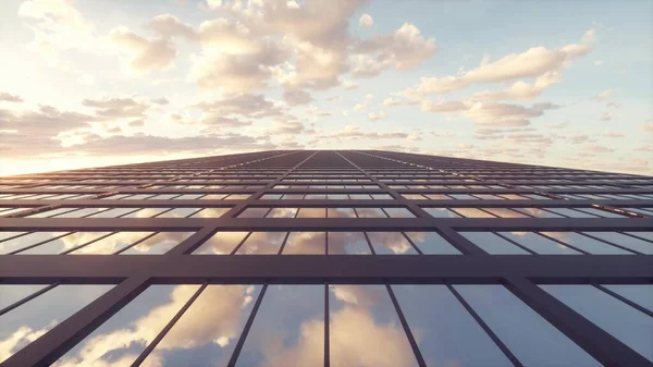 摩天大楼在蓝天的映衬下矗立着 3D渲染 — 图库照片
