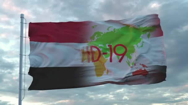 Covid-19 signe sur le drapeau national de l'Egypte. Concept de coronavirus — Video