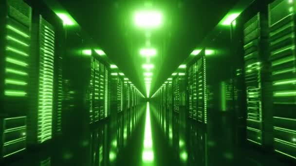 Moderna sala server di lavoro con server rack. Centro dati con server infiniti — Video Stock
