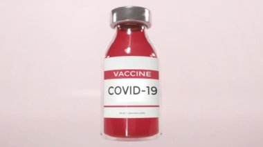 Covid-19 Coronavirus aşısı konsepti. Tıbbi aşı şişesi.