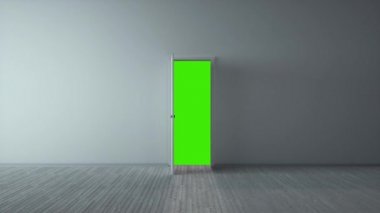 Klasik tasarım kapısı yeşil ekran, kroma anahtarına açılıyor