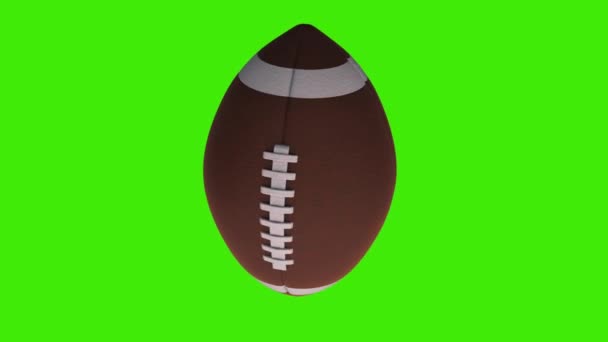 Animated rugby ball spinning green screen video — Stock Video