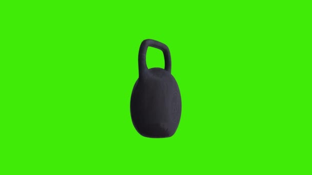 Gym kettlebell hoppa och snurra på en grön skärm - chromakey bakgrund — Stockvideo