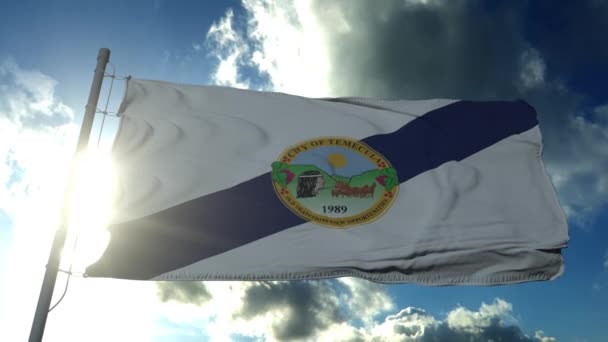 Vlag van Temecula, stad Californië, Verenigde Staten van Amerika — Stockvideo