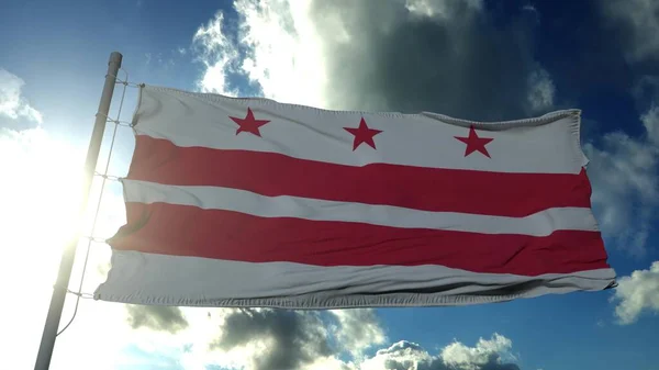 District de Columbia États-Unis - Washington, D.C. drapeau agitant le vent dans le ciel bleu. Rendu 3d — Photo
