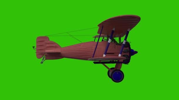 Avión de hélice animado. Animación física realista. Imágenes de pantalla verde — Vídeos de Stock