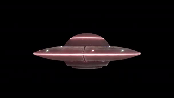 UFO pyörivä avaruusalus avaruusolento kävijöitä, ulkomaalainen lentävä lautanen. Alpha-kanava — kuvapankkivideo