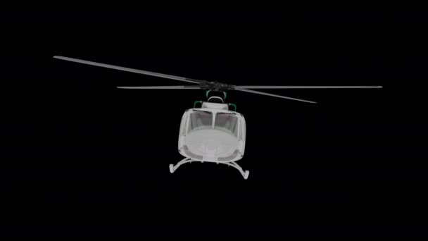 Realistic helicopter flying animation. Front view. Alpha Channel — Stock Video