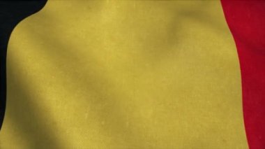 Yavaş çekimde Belçika bayrağı rüzgarda sallanıyor.