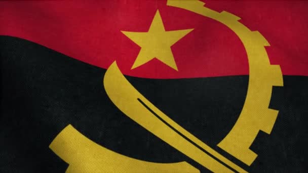 Angola bayrağı rüzgarda dalgalanıyor. Angola 'nın ulusal bayrağı. Angola 'nın kusursuz döngü animasyonunun işareti — Stok video