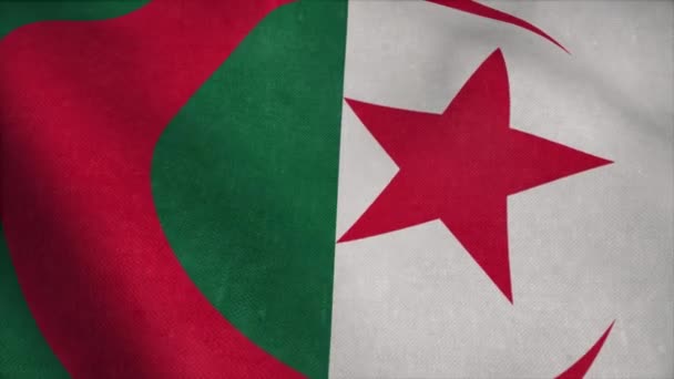 Algeriets flagga viftar i vinden. Algeriets nationella flagga — Stockvideo