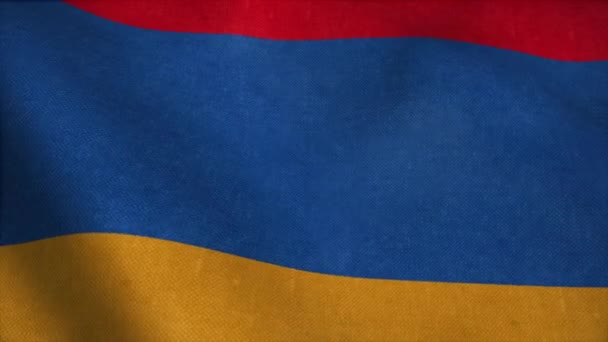 Flaga Armenii w zwolnionym tempie animacja falująca na wietrze realistyczne — Wideo stockowe