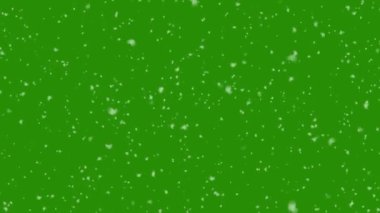 Gerçekçi kar yağışı arkaplanı yeşil ekranda izole edildi. Kusursuz döngülü arkaplan