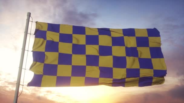 Surrey flagga, England, vinka i vinden, himmel och sol bakgrund — Stockvideo