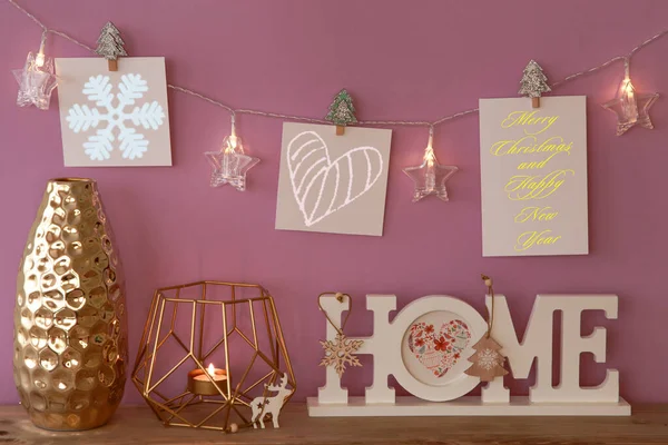 Decoración Navidad Para Interior Del Hogar Con Copos Nieve — Foto de Stock