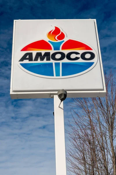 Stillwater Usa Januar 2021 Amoco Tankstellenschild Und Markenlogo — Stockfoto