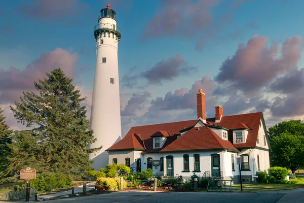 Wind Point Usa Června 2021 Maják Windpoint Michiganském Jezeře Soumraku — Stock fotografie