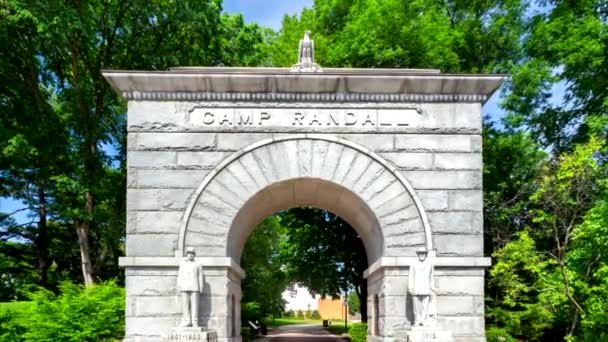 Historic Arched Entry to Camp Randall Stadium — Stock Video