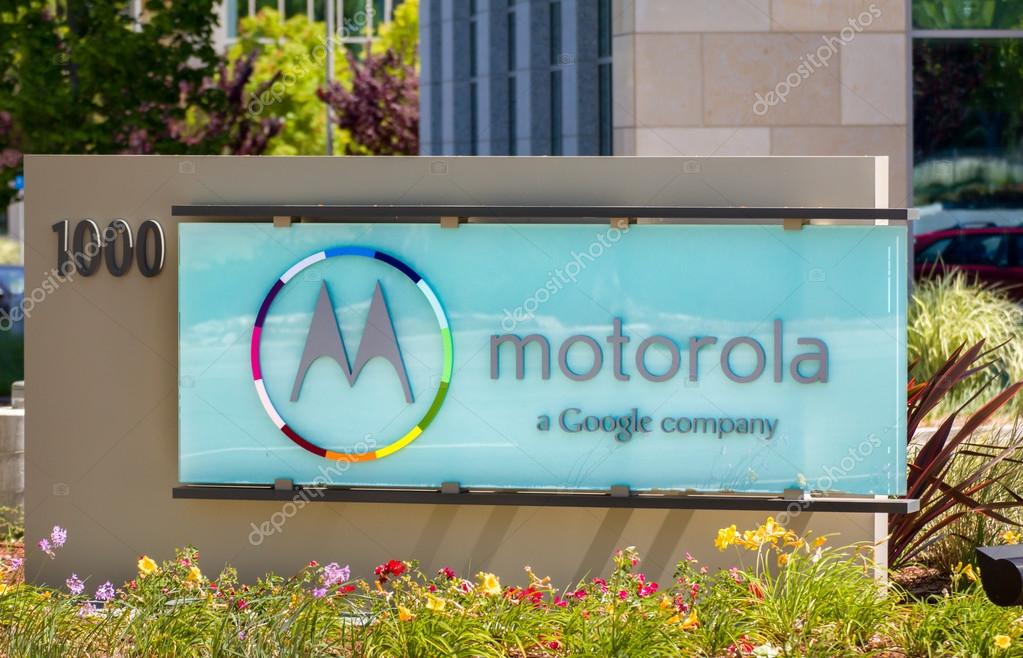 Motorola headquarters and sign in Silicon Valley. Motorola is a technology and telecommunications company owned by Google.