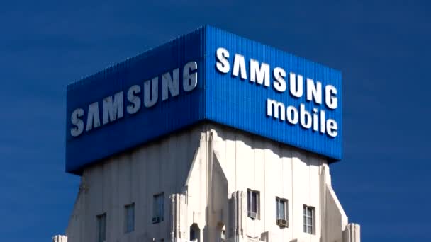 Samsung mobil annonsering och logotyp — Stockvideo