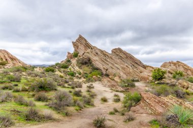 Vasquez Rocks doğal alan Park yağmurdan sonra