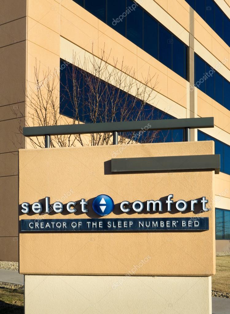 MAPLE GROVE, MN, USA, JANUARY 18, 2015. Select Comfort corporate headquarters and sign. Select Comfort is a U.S.-based manufacturer of the Sleep Number bed and accessories.