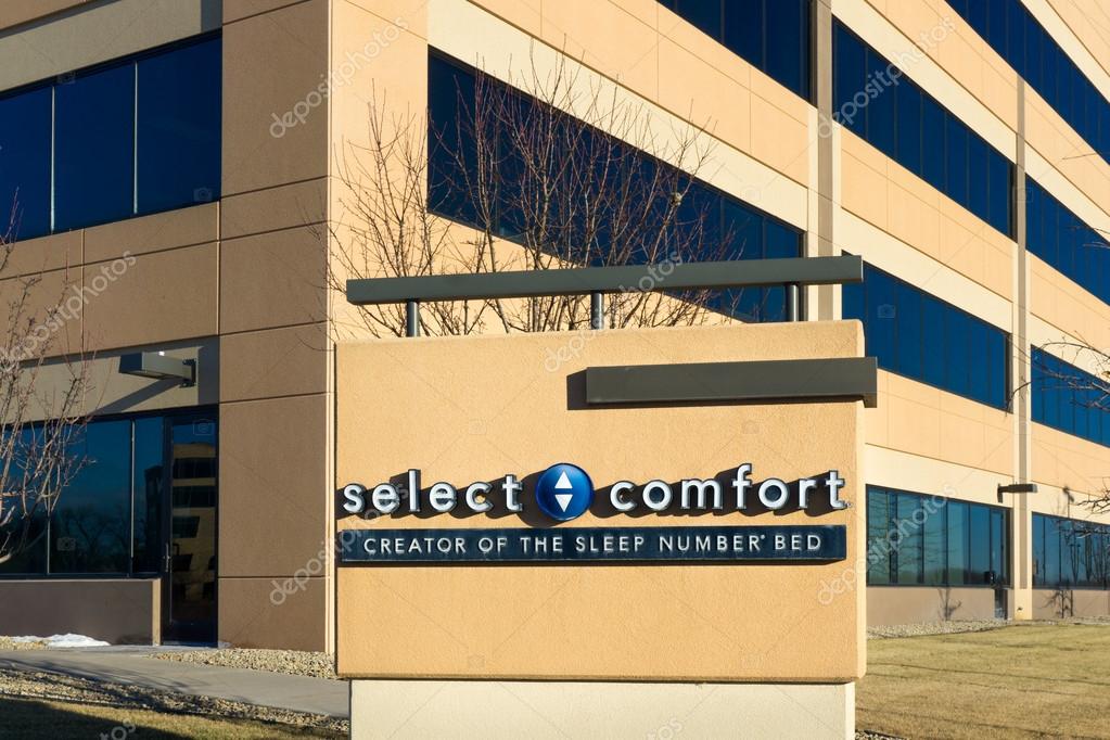 MAPLE GROVE, MN, USA, JANUARY 18, 2015. Select Comfort corporate headquarters and sign. Select Comfort is a U.S.-based manufacturer of the Sleep Number bed and accessories.