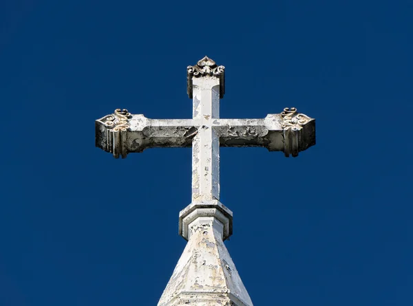 Ornate Deteriorated White Church Cross — Stock Photo, Image