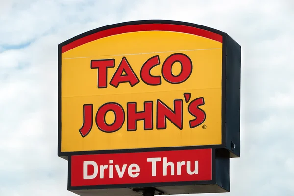 Esterno e segno di Taco John — Foto Stock