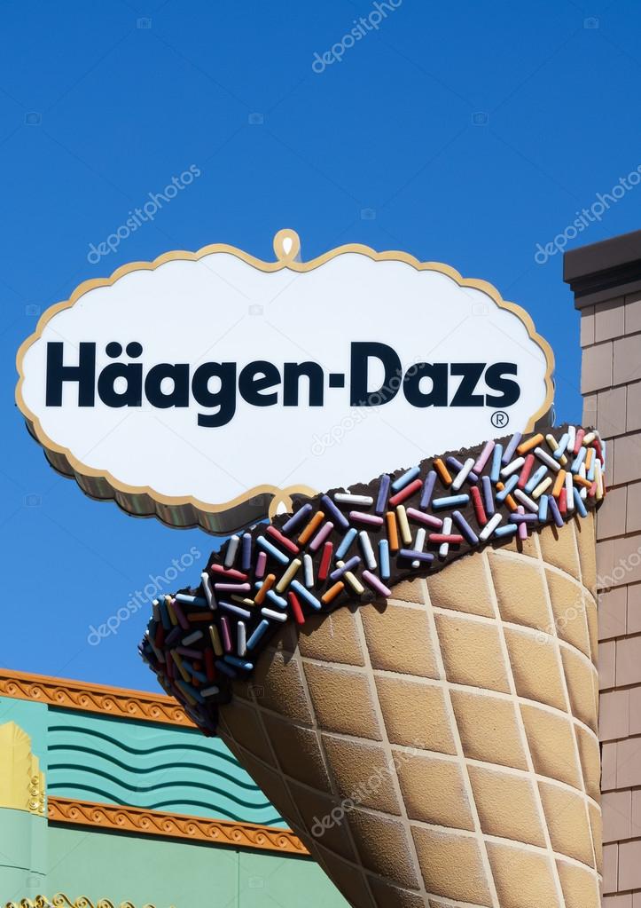 ANAHEIM, CA/USA - OCTOBER 10, 2015: Haagen-Dazs ice cream store exterior. Haagen-Dazs is an ice cream brand with franchises throughout the world.