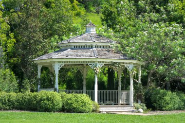 Ormanda beyaz süslü Gazebo