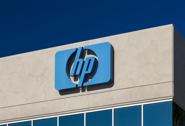 Hewlett-Packard Corporate Logo and Sign. — Stock Photo, Image