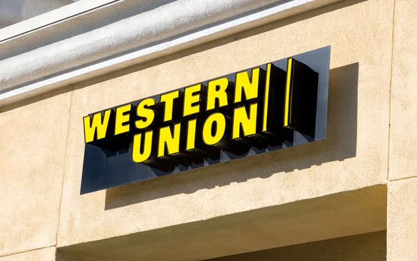 Western Union işareti ve Logo — Stok fotoğraf