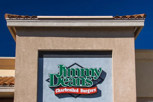 Gli hamburger alla griglia di Jimmy Dean Esterno e logo — Foto Stock