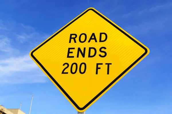 Yellow Road Ends Ahead Sign — Stock Photo, Image