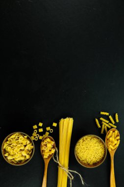 Makarna çeşitleri. Yemek pişirme konsepti. menü konsepti