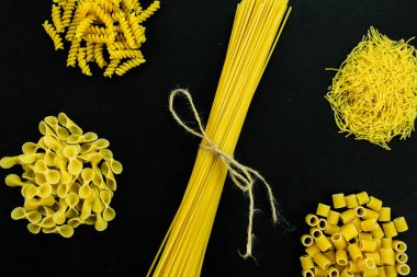 Makarna çeşitleri. Yemek pişirme konsepti. menü konsepti