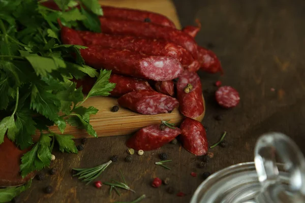 Smoked pork sausages, isolated on white background.