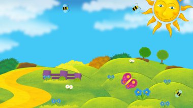 Çizgi film yaz doğa sahne