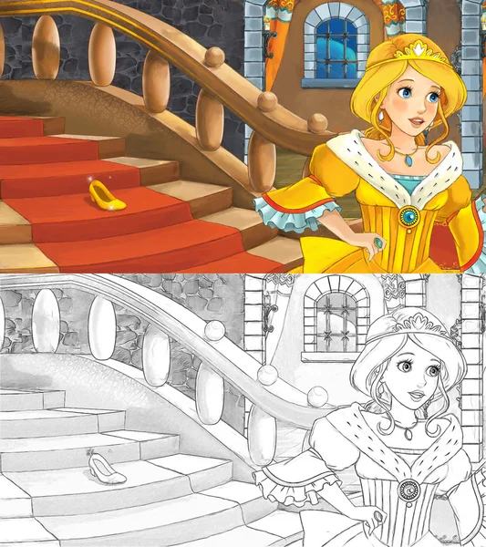 güzel Bayan kalenin merdivenlerde yetersiz