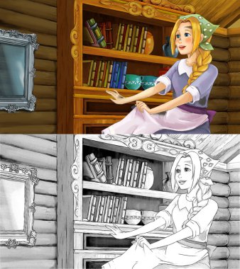 genç kız kirli - odaya dans giymiş